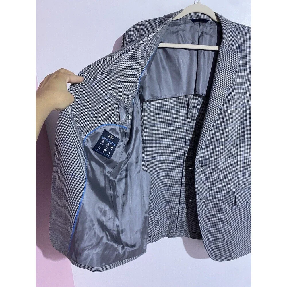 Brooks Brothers Blazer 40R Gray Wool Regent Windowpane Brookscool Sport Coat - Picture 9 of 16
